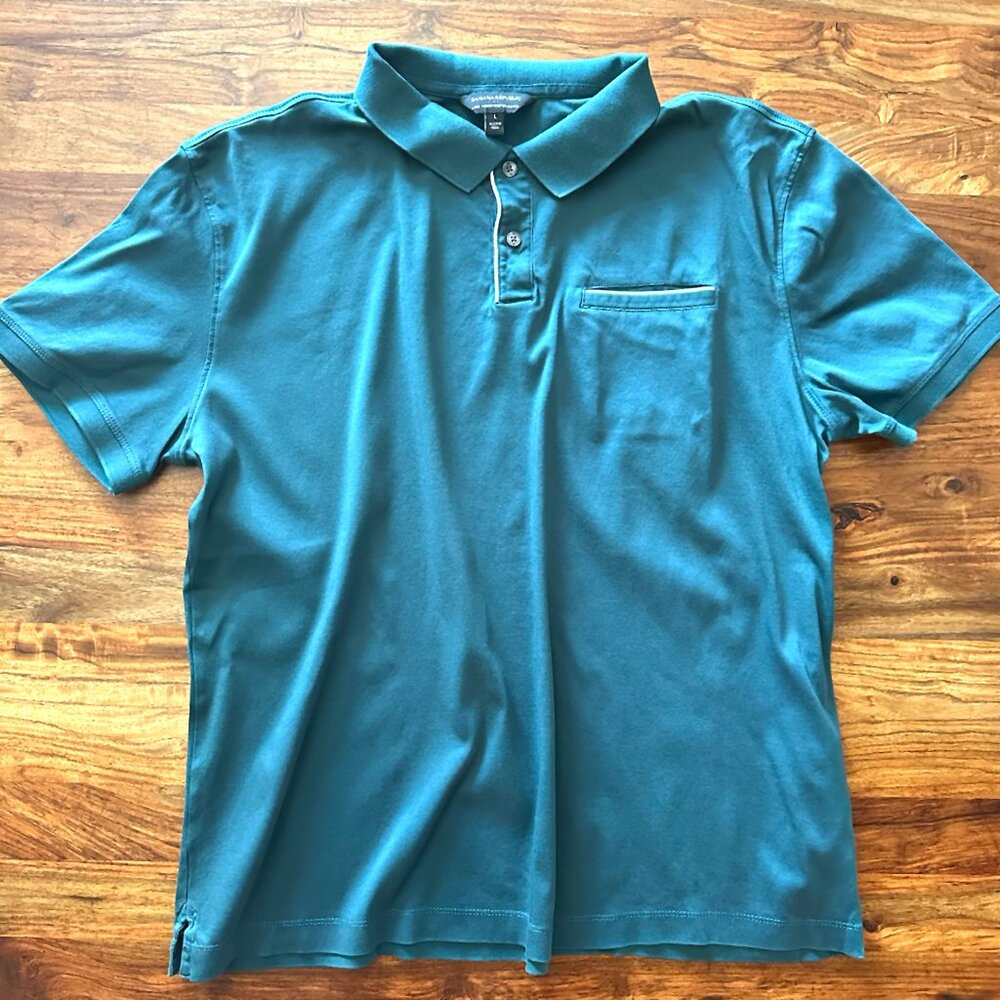 Banana Republic, Luxe-Touch Short Sleeve Polo, Emerald Green, Men Size L